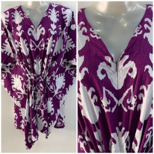 Purple Shade Big Ikkat Print Cotton Nursing Maternity Kaftan Tops