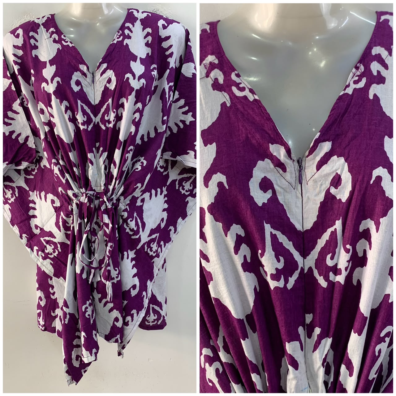 Purple Shade Big Ikkat Print Cotton Nursing Maternity Kaftan Tops