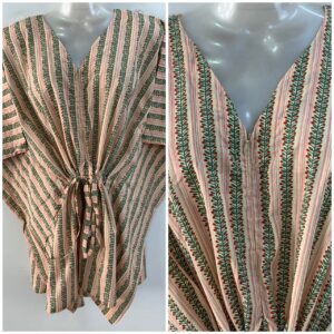 Cream Shade Cherry Stripe Print Cotton Nursing Maternity Kaftan Tops