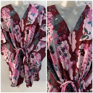 Mehroon Shade Tropical Forest Print Cotton Nursing Maternity Kaftan Tops