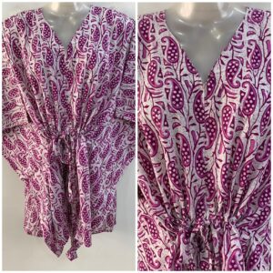 White Shade Purple Alp Design Print Cotton Nursing Maternity Kaftan Tops