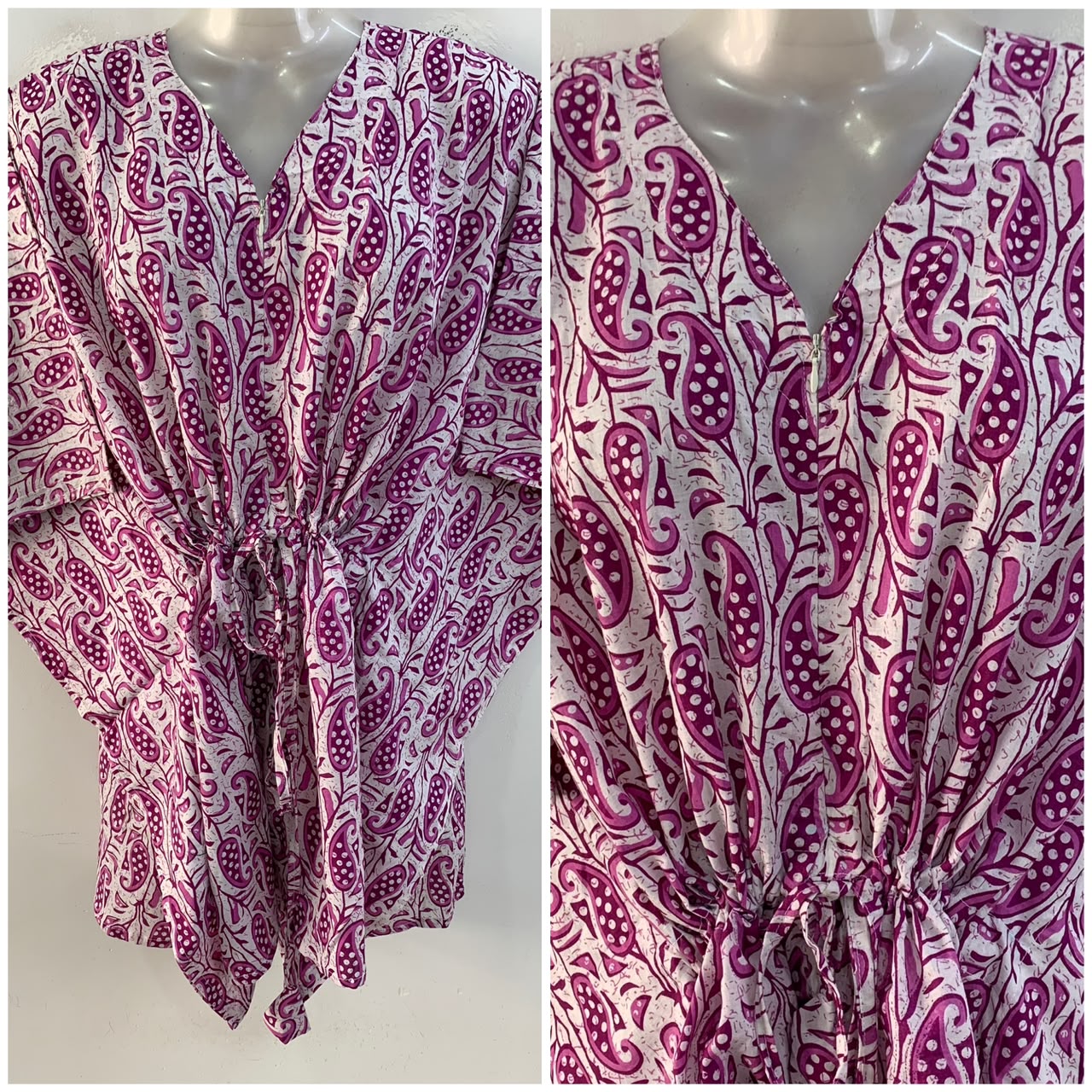 White Shade Purple Alp Design Print Cotton Nursing Maternity Kaftan Tops