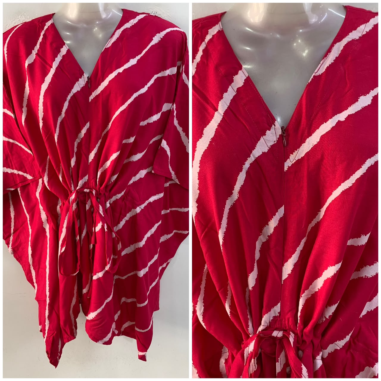 Pink Shade Stripe Print Rayon Nursing Maternity Kaftan Tops