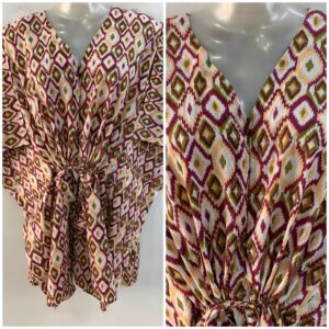 Peach Purple Ikkat Print Cotton Nursing Maternity Kaftan Tops