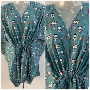 Grey Shade Cute Panda Print Cotton Nursing Maternity Kaftan Tops