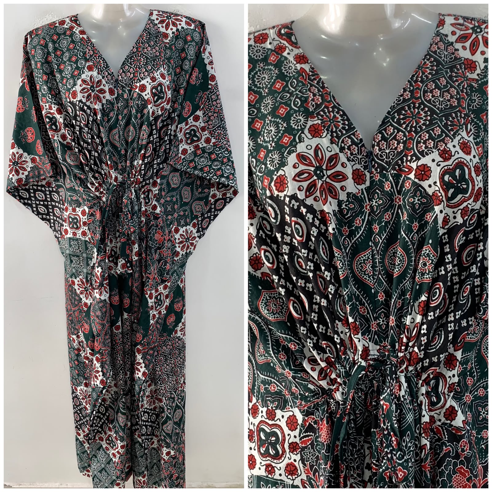 Green shade Jaipuri Print Cotton Maternity Nursing Kaftan
