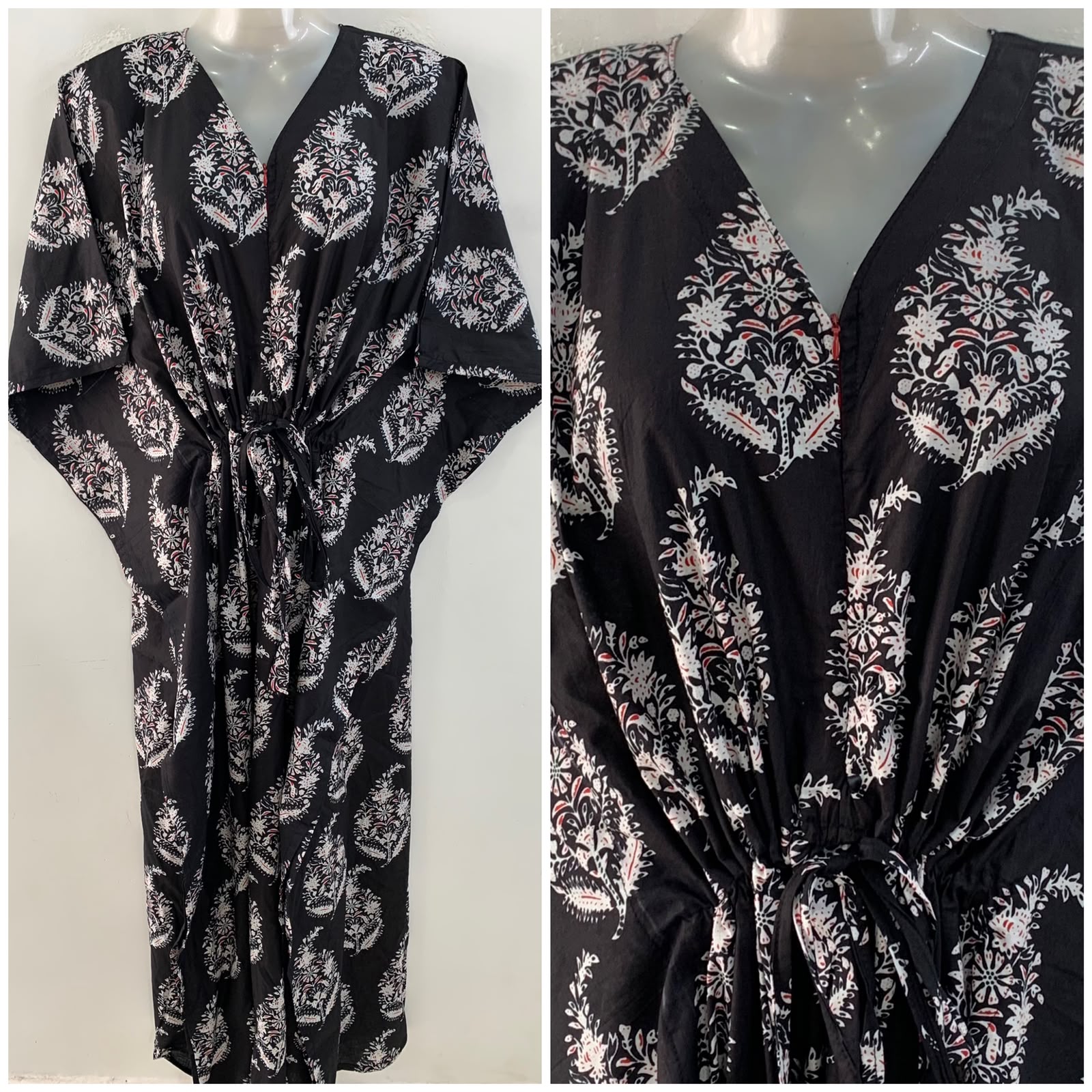 Black Shade Big Alp Print Cotton Maternity Nursing Kaftan