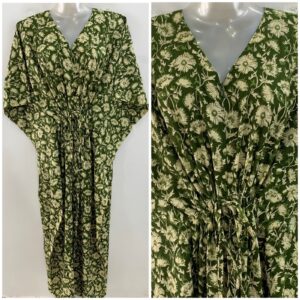 Green shade Flower Bale Jungle Print Cotton Maternity Nursing Kaftan