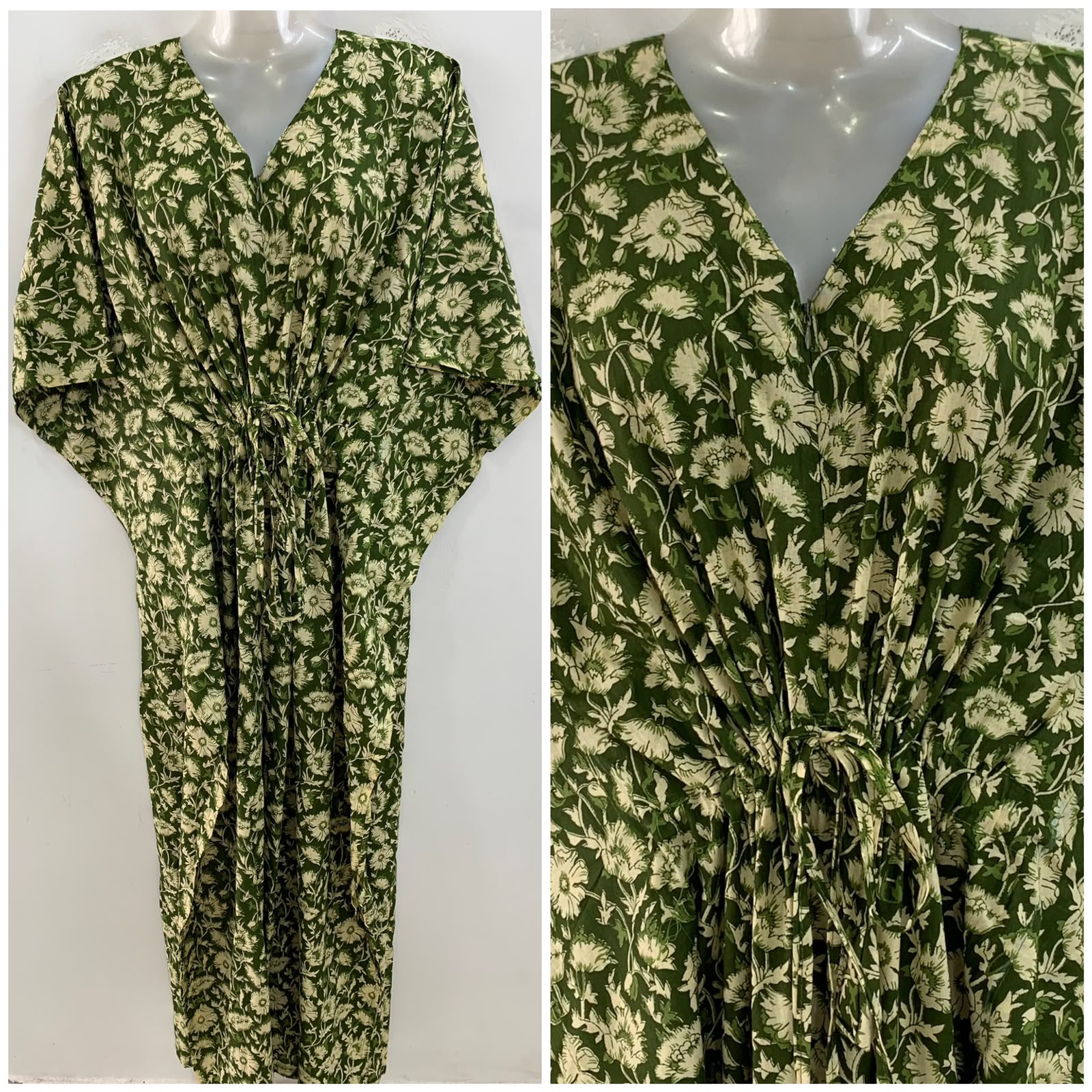 Green shade Flower Bale Jungle Print Cotton Maternity Nursing Kaftan