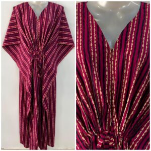 Magenta Pink Shade Linning Print Cotton Maternity Nursing Kaftan