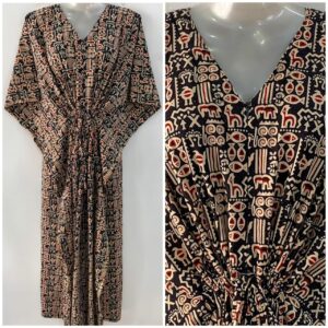 Black Shade Boho Print Cotton Maternity Nursing Kaftan