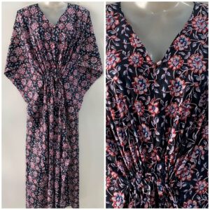 Black Shade Brown Flower Print Cotton Maternity Nursing Kaftan