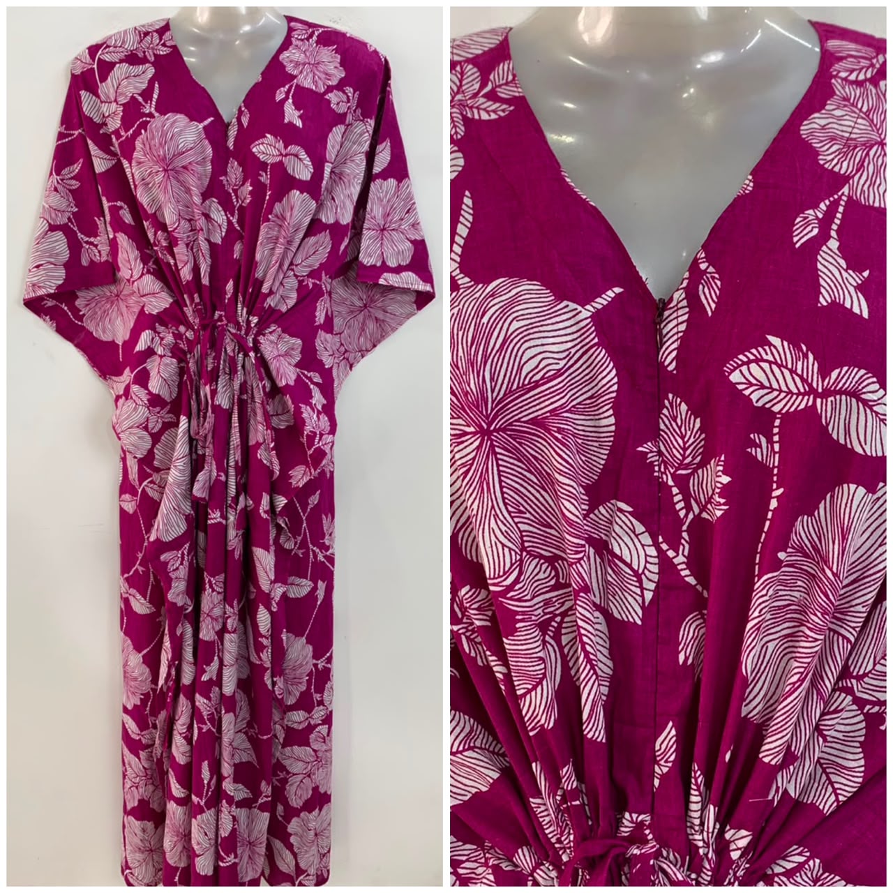 Purple Shade Digital Flower Print Cotton Maternity Nursing Kaftan
