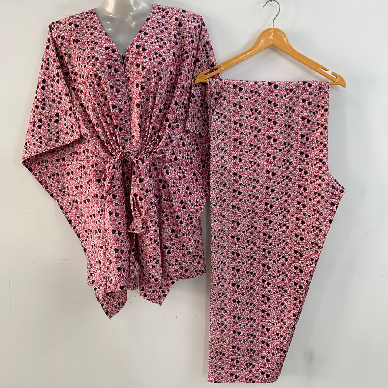 Pink Shade Cute Shades Print Cotton Maternity Kaftan Co-Ord Set