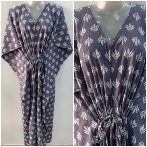 Grey shade Tiny Petal Print Cotton Maternity Nursing Kaftan
