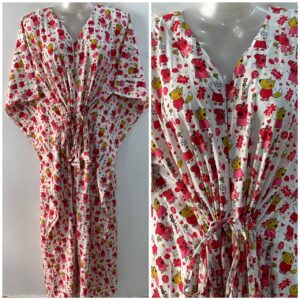 Pink Peppa Pig Print Cotton Maternity Nursing Kaftan
