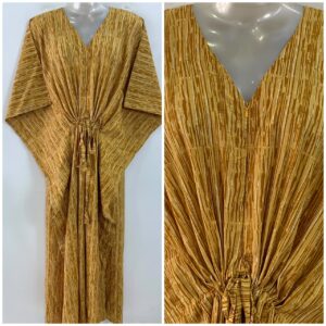 Mustard Brown Shaded Lining Print Cotton Maternity Nursing Kaftan