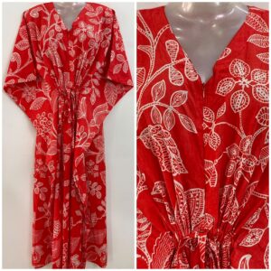 Peach Orange shade Digital Flower Leafy Bale Garden Print Cotton Maternity Nursing Kaftan