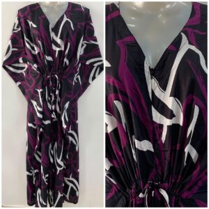 Black shade Purple white Abstract Print Cotton Maternity Nursing Kaftan