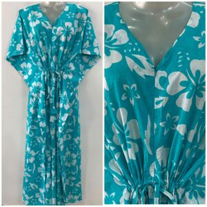 Light Blue shade Daisy Outliner Print Cotton Maternity Nursing Kaftan
