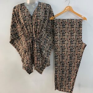 Black Shade Boho Print Cotton Maternity Kaftan Co-Ord Set