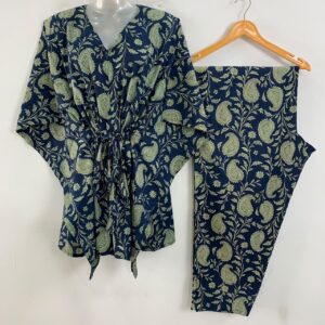 Dark Blue Shade Beautiful Alp Print Cotton Maternity Kaftan Co-Ord Set