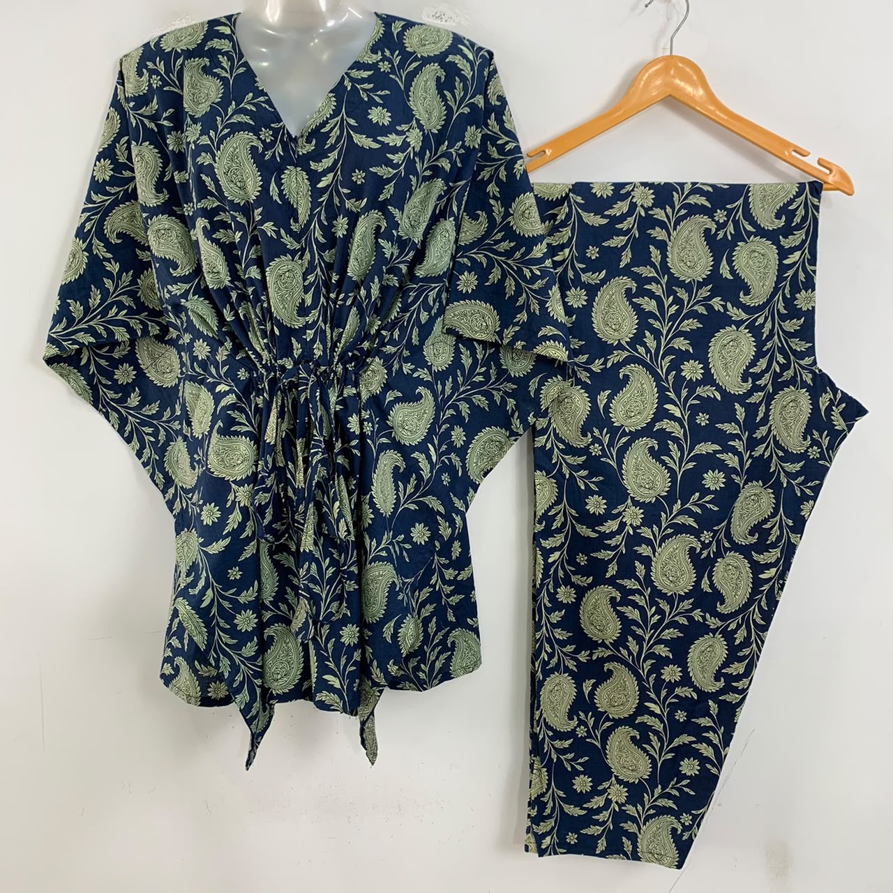 Dark Blue Shade Beautiful Alp Print Cotton Maternity Kaftan Co-Ord Set