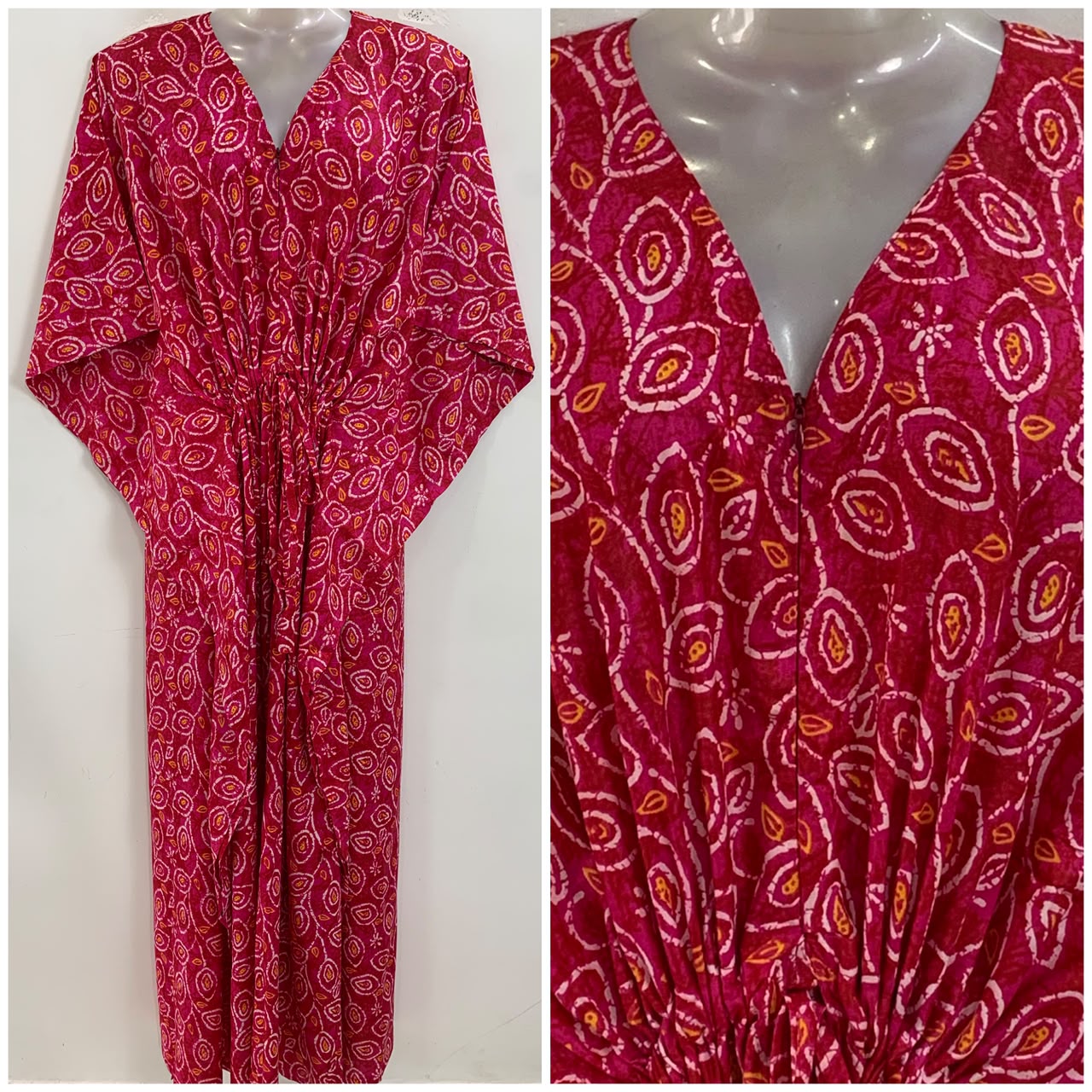 Pink shade Leafy Outliner Bale Print Rayon Maternity Kaftan