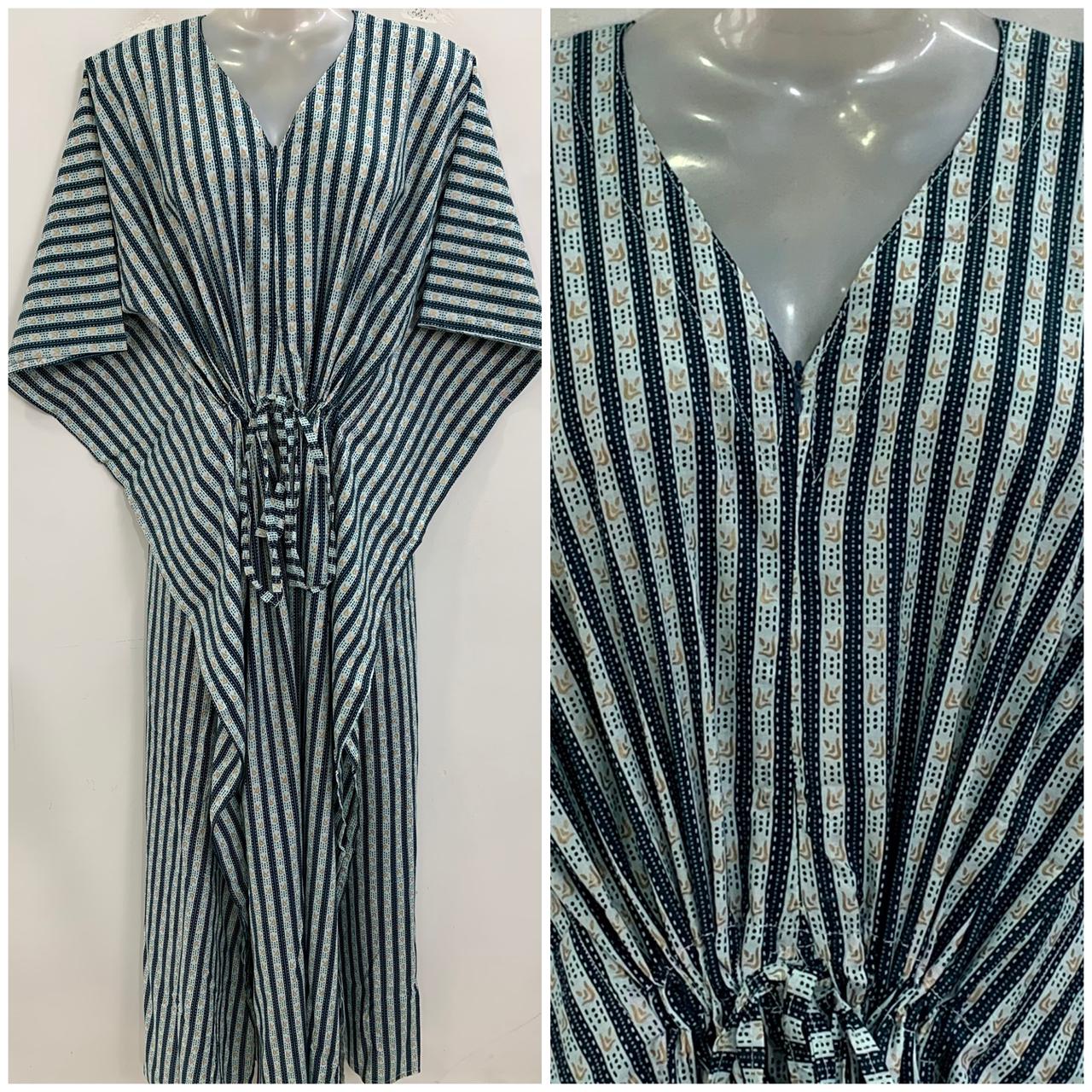 Green shade Dotted Lining Print Cotton Maternity Nursing Kaftan