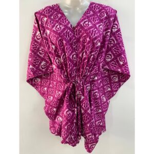 Pink shade Criss Cross Alp Print Cotton Nursing-Friendly Kaftan Top