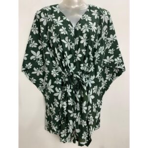 Green shade Autumn Leafy Print Cotton Nursing-Friendly Kaftan Top