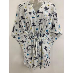 White shade Cute Grey Giraffe Print Cotton Nursing-Friendly Kaftan Top