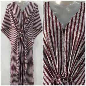 Purple shade Dotted Vertical Lining Print Cotton Maternity Nursing Kaftan
