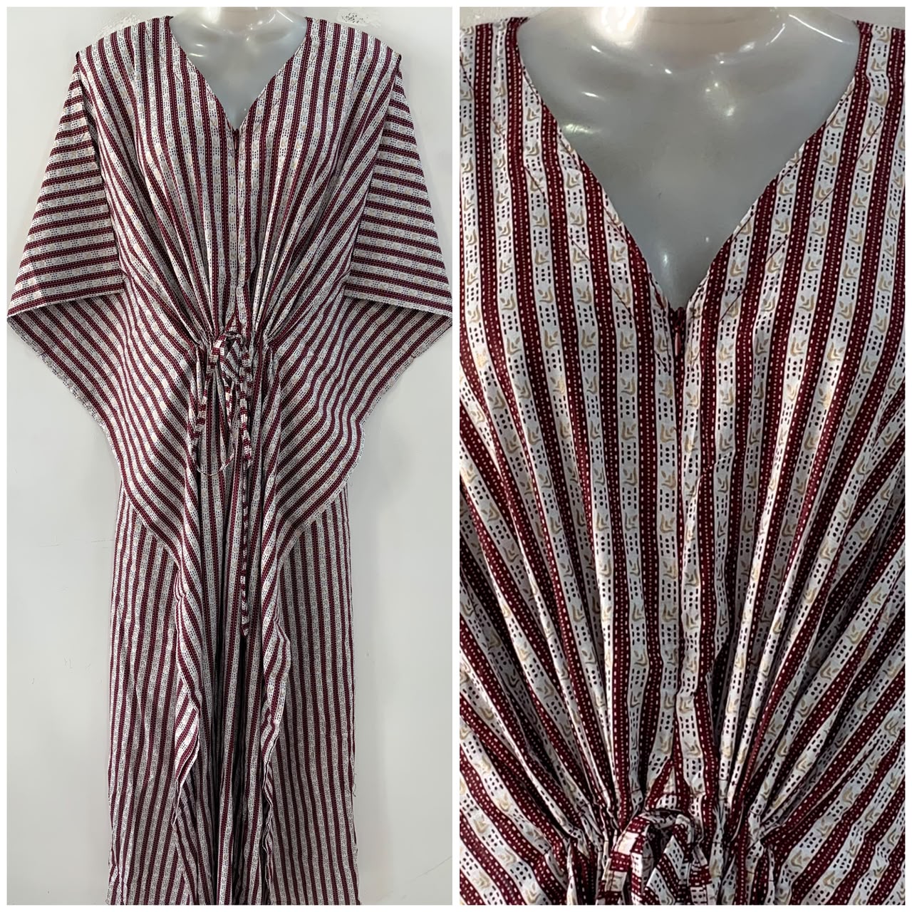 Purple shade Dotted Vertical Lining Print Cotton Maternity Nursing Kaftan